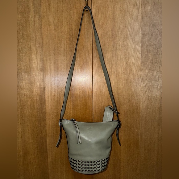 Coach Bleecker Grommets Leather Bucket Crossbody Olive Green 32386 - Picture 16 of 16